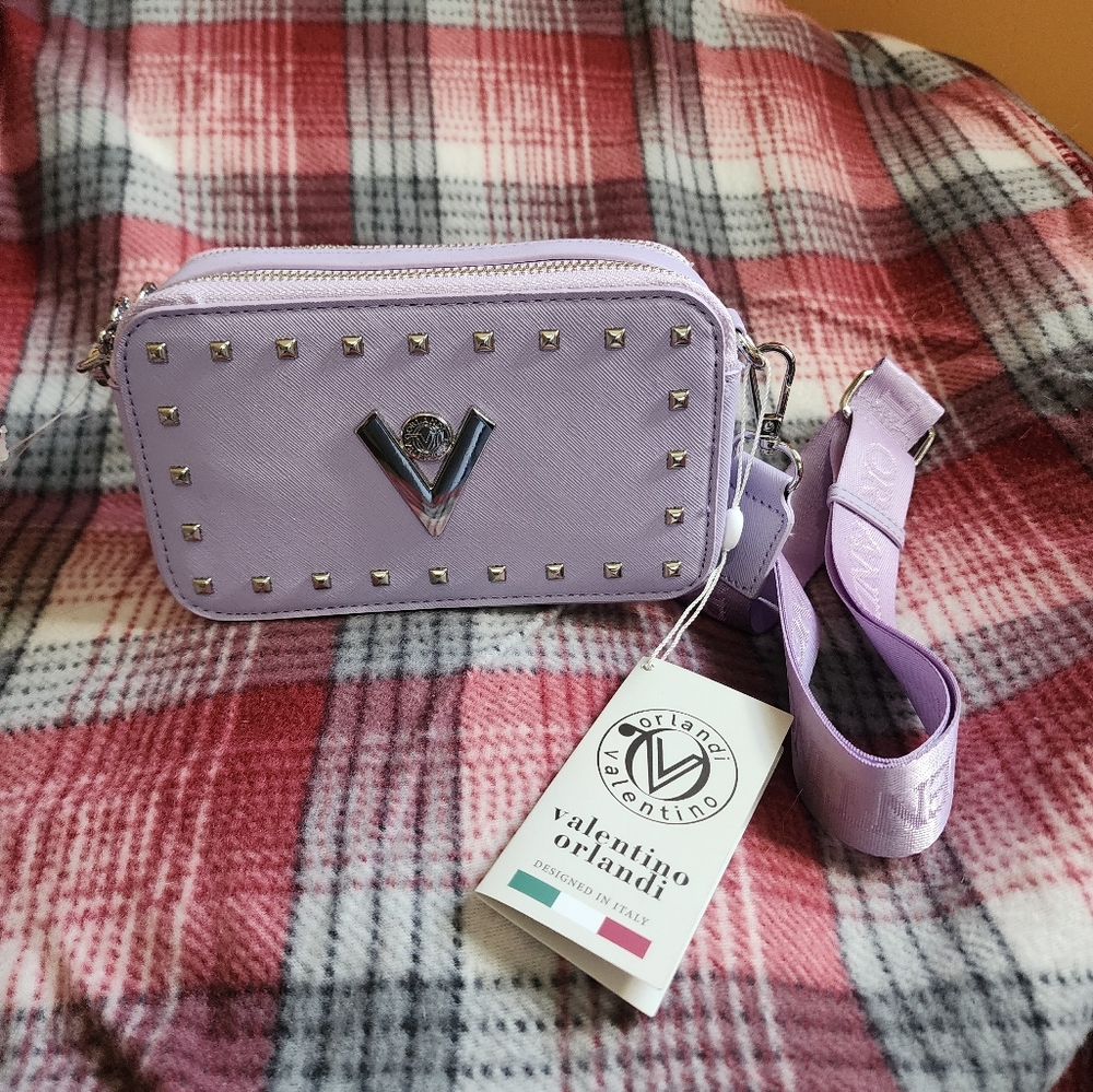 Valentino Orlandi Lavender Camera Crossbody Bag